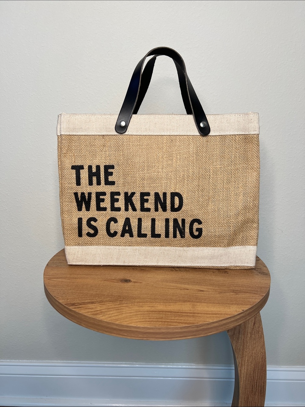 Santa Barbara Design Studios Weekend Canvas Tote Bag in Tan with Black Handles